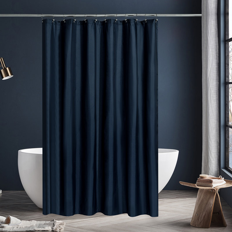 Rideau de douche en tissu hydrofuge, Bleu marine, H 84 po x l 72 po