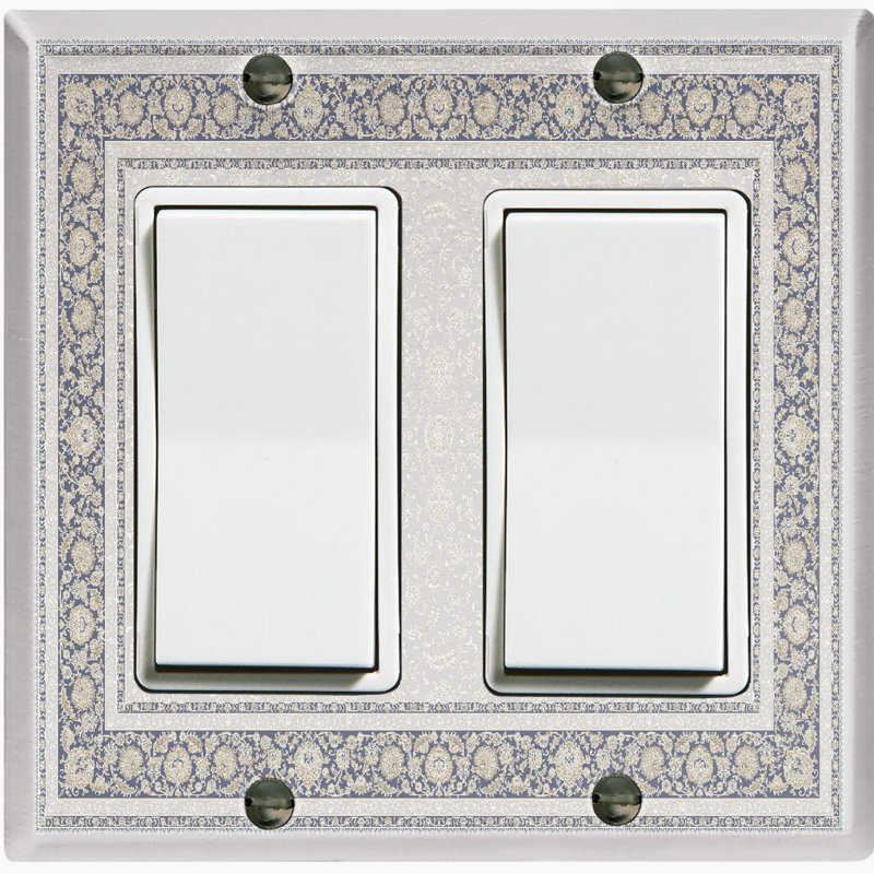Rustic Gray Carpet Rug Print 2 - Gang Toggle Light Switch Standard Wall Plate
