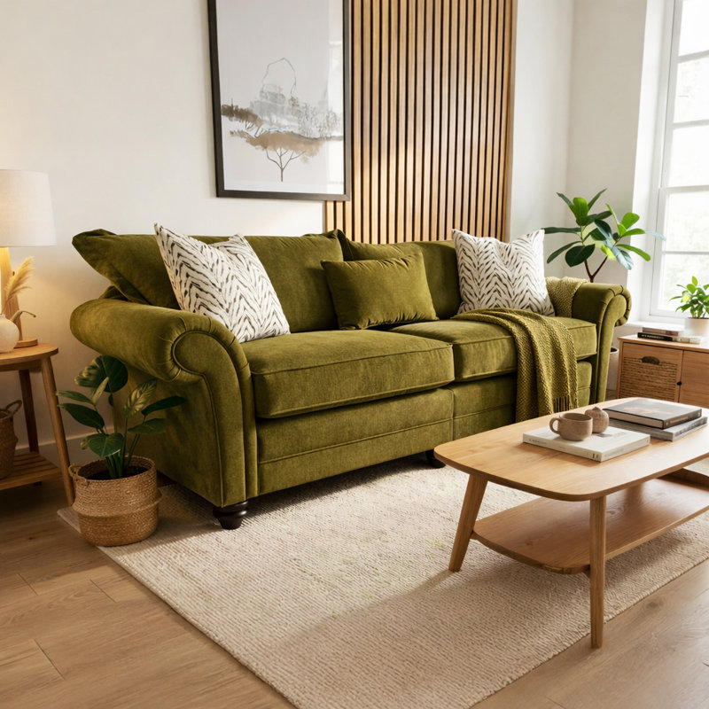 Dalton Textured Wave Sofa- Made in the UK, 4, Sage