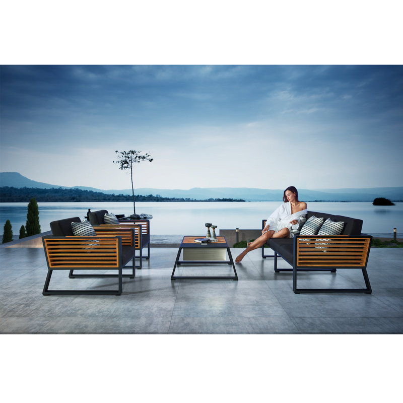 Outdoor 4 - Piece Teak Conversation Set