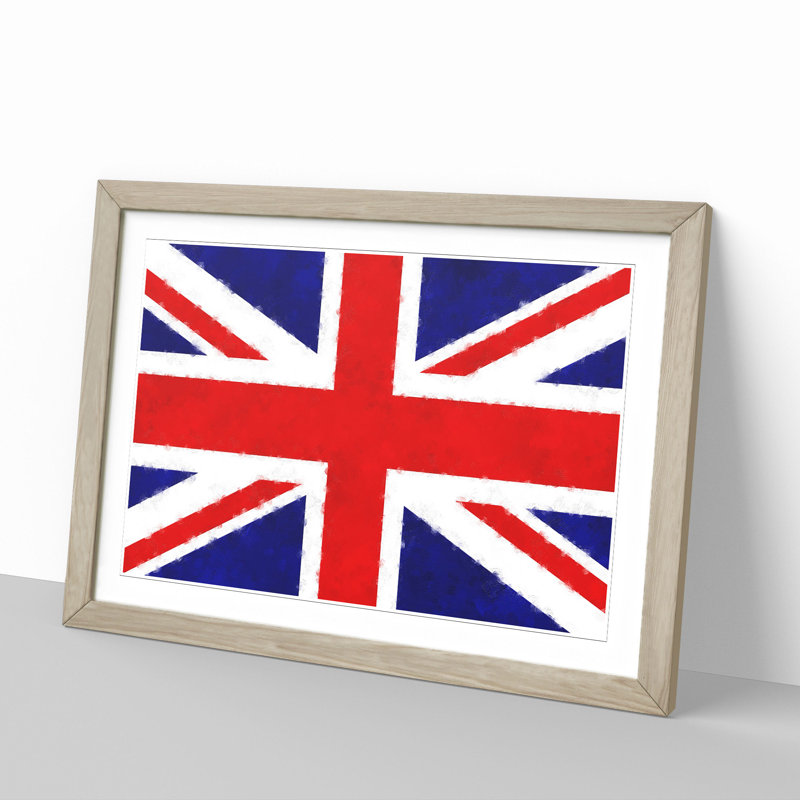 Union Jack British Flag Vol.1 - Picture Frame Painting, Oak Framed, 36cm H x 48cm W x 2cm D