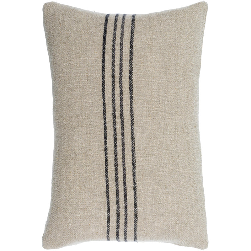 Becki Owens x Livabliss Brett Striped Linen Reversible Throw Pillow, 22"H x 22"W, Polyester
