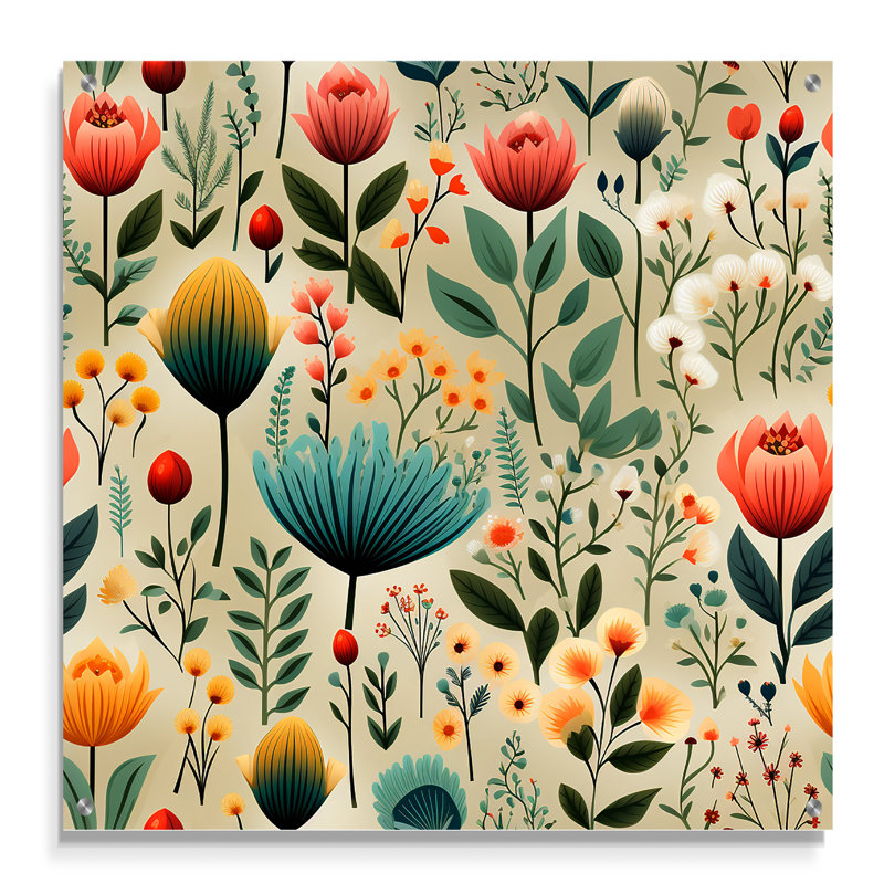 Simplicity in Scandinavian Flowers V - Plants, art mural acrylique, H 36 po x l 36 po