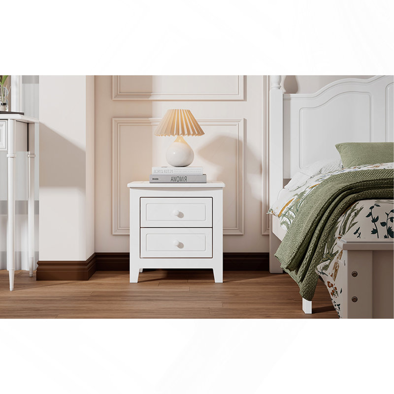 Table de chevet 2 tiroirs, White