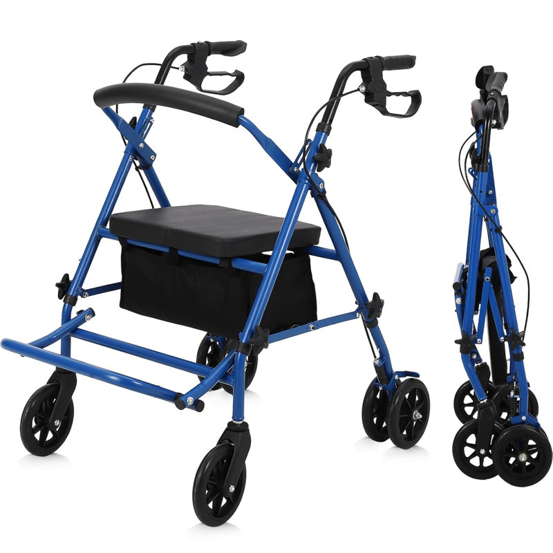 Adjustable Height Handlebar Transport Wheelchair with Folding Footrest