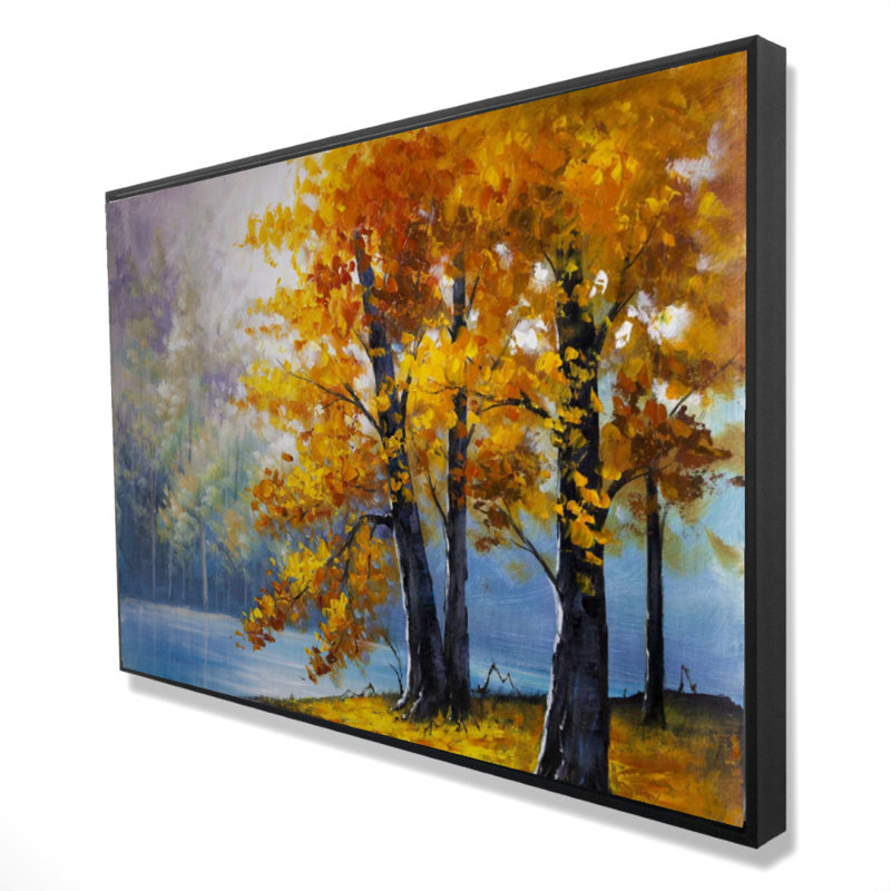"Deux arbres au bord du lac" sur toile