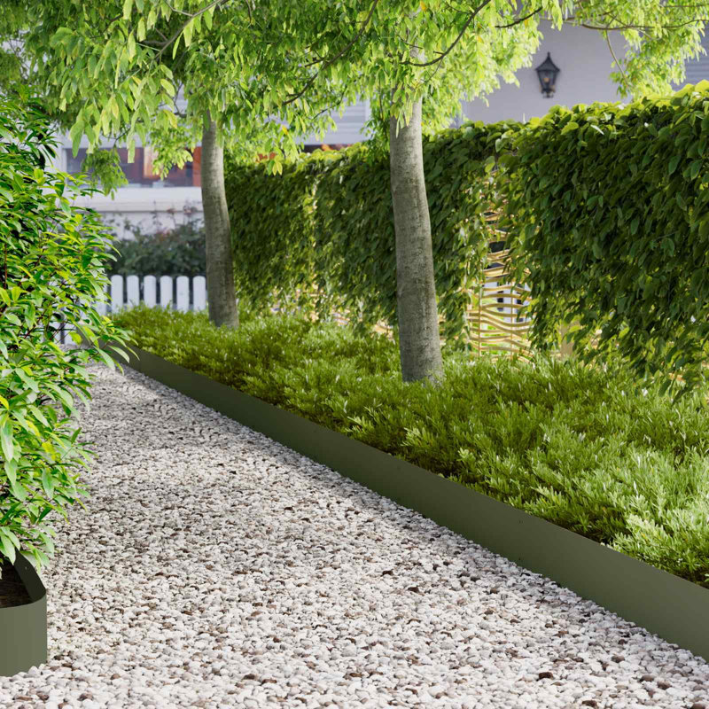 Steel Lawn Edging, Olive Green, 20cm H x 103cm W