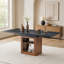 Table de salle à manger extensible avec rangement, structure télescopique de 150 à 180 cm, cadre robuste en MDF couleur noyer, pour 4 à 8 personnes-1022507445