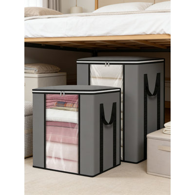 Grands sacs de rangement de 120 L avec fenêtre transparente, poignées renforcées et fermeture à glissière - Organisateur pliable et empilable pour couvertures, édredons, literie, oreillers et vêtements