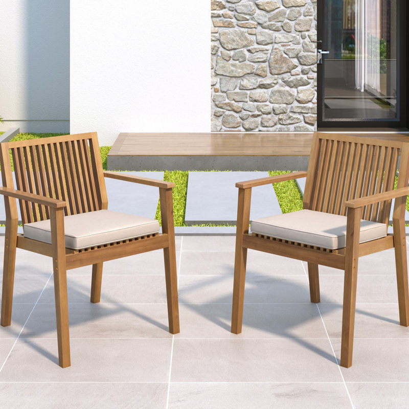 Chaise de patio de 2 pièces - Structure en bois, sièges confortables avec housses imperméables amovibles, 400 lb par chaise, couleur brune, idéal pour les pièces d'extérieur de patio, bois, sièges lavables, rembourrage en mousse, capacité, et