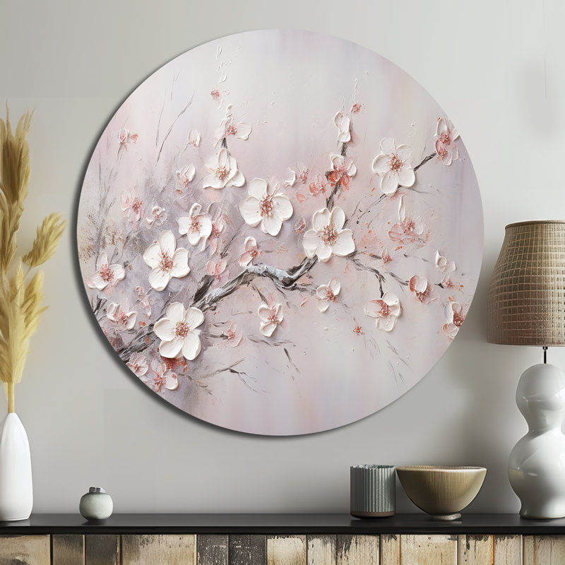 Gonsales - Art mural rond floral en métal, H 23 po x l 23 po