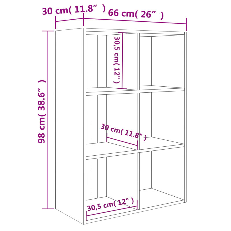 Gardinier Book Cabinet 66 x 30 x 98 cm Engineered Wood, Sonoma Oak