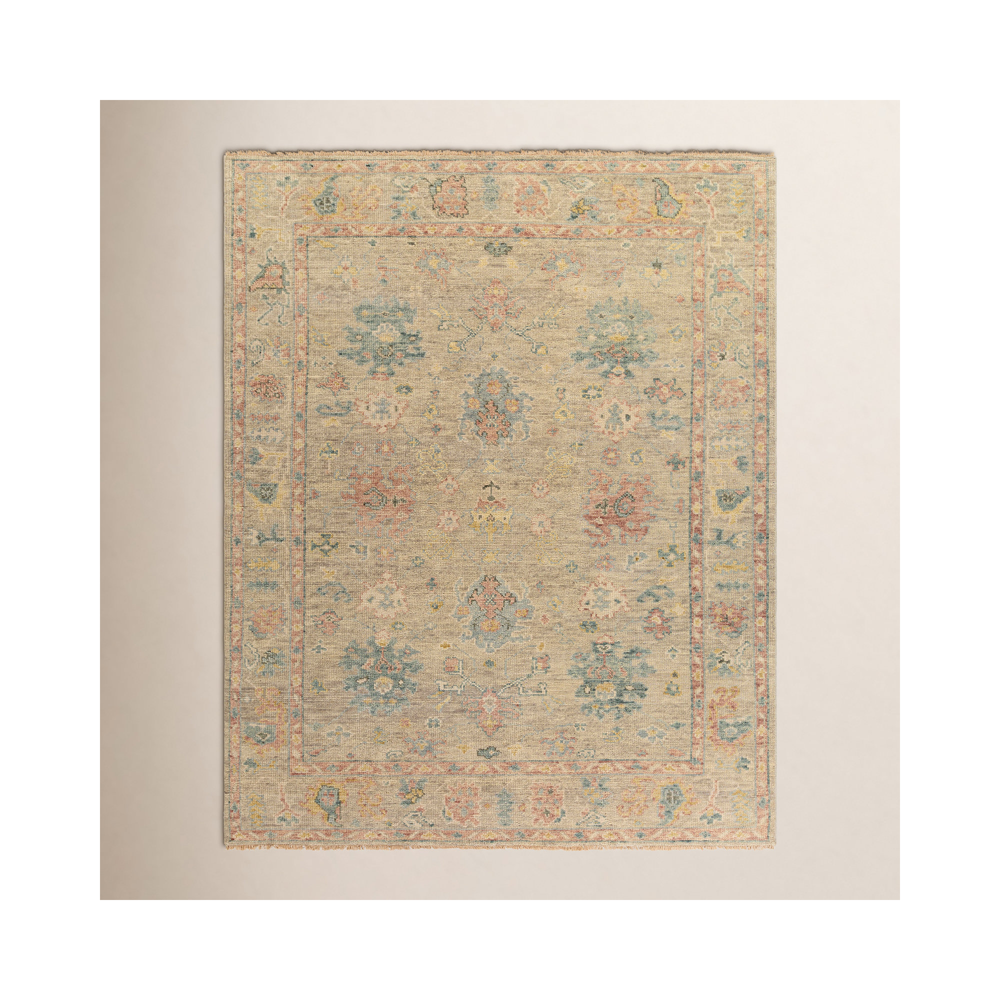 Newham Handmade Wool Pink Rug, Rectangle 6' x 9'