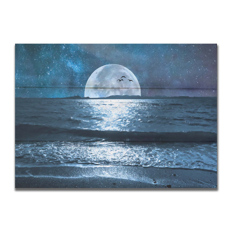 «Big Moon In A Night Sky» par Hal Halli on, H 24 po x l 36 po, Sans cadre