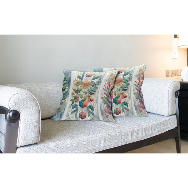 Ambesonne Eucalyptus Leaves Pillow Covers 2 Pack Teal Multicolor, Square, 24"H x 24"W