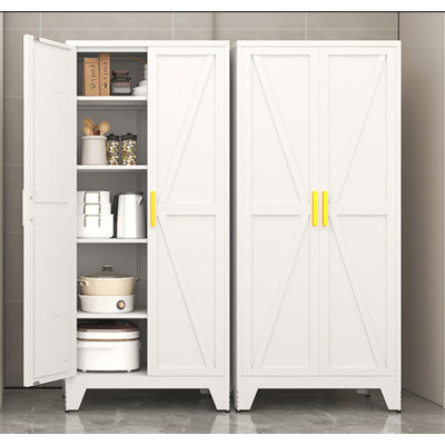 Grande armoire de rangement en métal 71 po avec 2 portes, 4 tablettes réglables et un espace de rangement indépendant