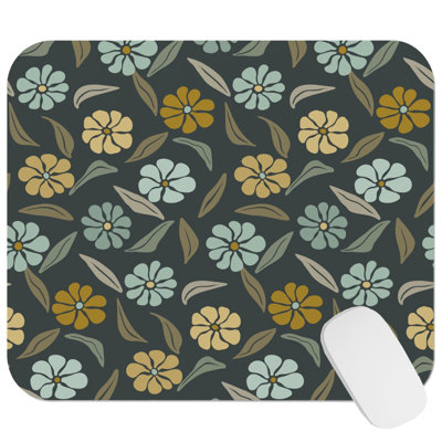 Floral Retro Flowers XIII Retro Gaming Cute Office Laptop Desk Pad Gift Mat Square Rectangle Non-Slip Mousepad