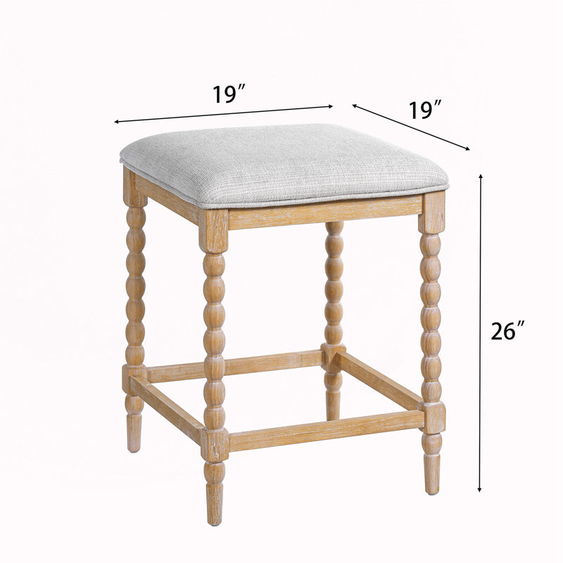 Ensemble de 4 tabourets rembourrés, Gris, 4, Naturel