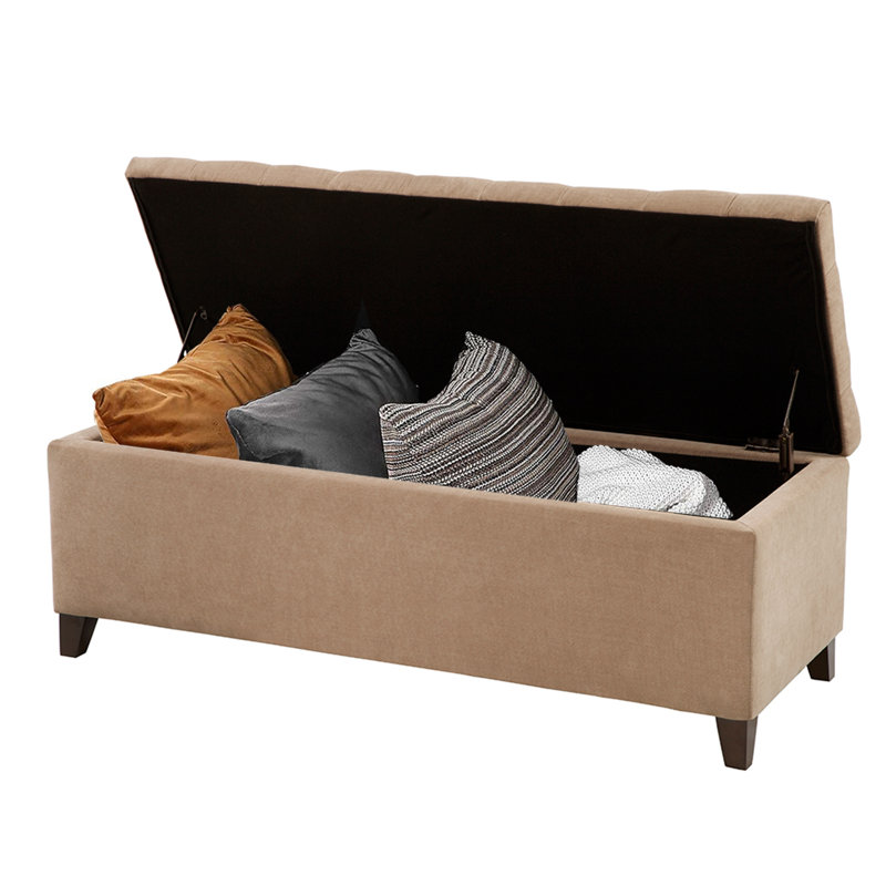 Banc de rangement rembourré 100% polyester Jahmere, Brun