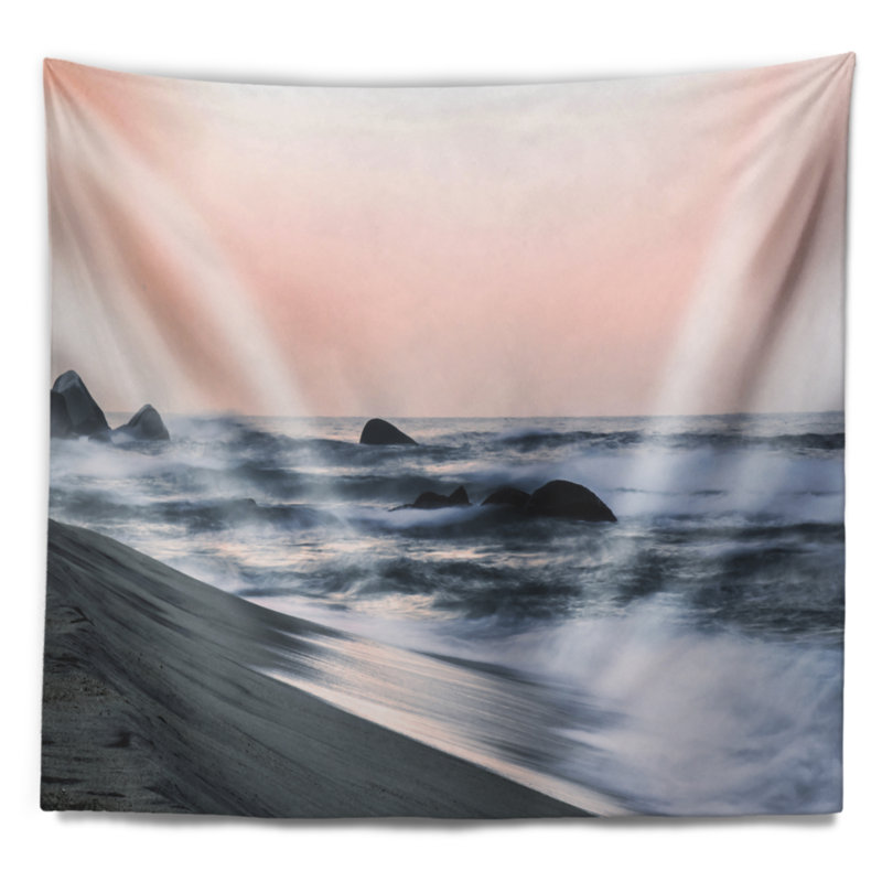 Tapisserie «Beach Wonderful Long Exposure Sea Waves», H 32 po x l 39 po