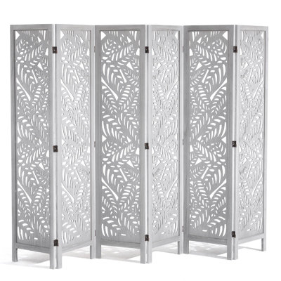 Paravent en bois, écran d'intimité pliable en bois à 6 panneaux, cloison de séparation intérieure sculptée de 66,9 pouces de hauteur, écran de décoration portable, pour la séparation de pièces, la maison, le bureau, le restaurant et la chambre à coucher