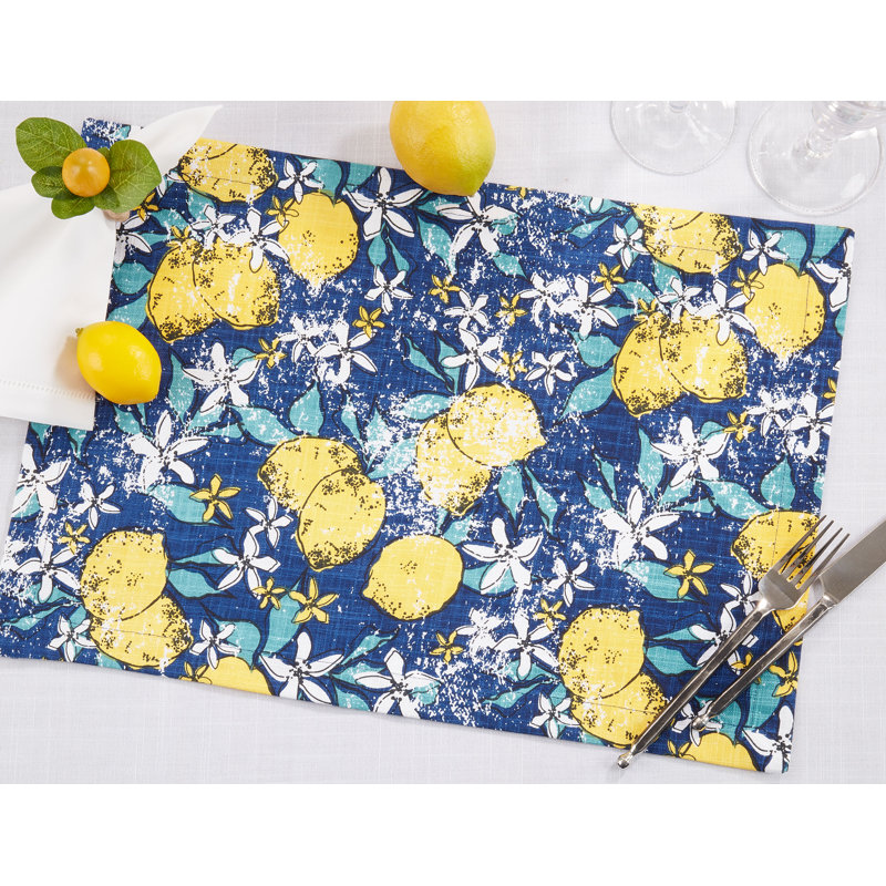 Lemon Design Cotton Rectangle Placemats Set of 4