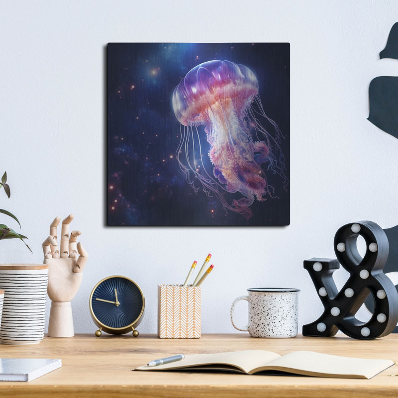 «Jelly Fish Giant», art mural en métal, 36 po x 36 po, H 12 po x l 12 po