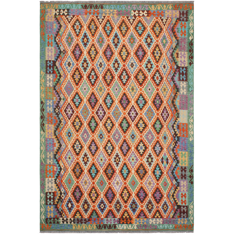Tapis rouille / bleu en laine noué à la main 3 pi 3 po x 4 pi 11 po Cedorah Southwestern