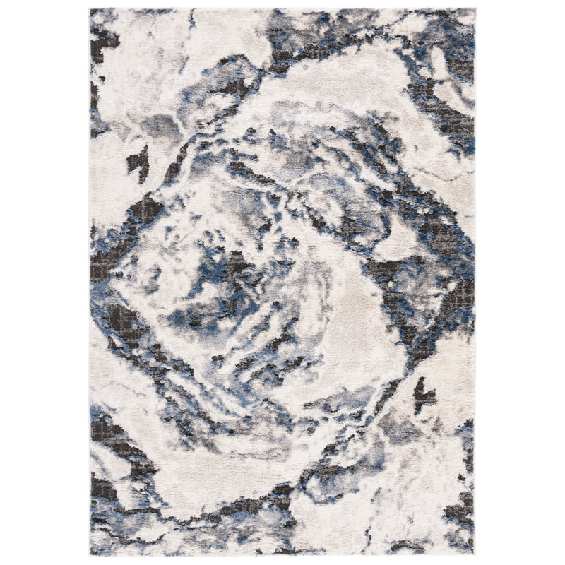 Tapis Dixil 104 ivoire / bleu, Rectangle 4 pi x 6 pi