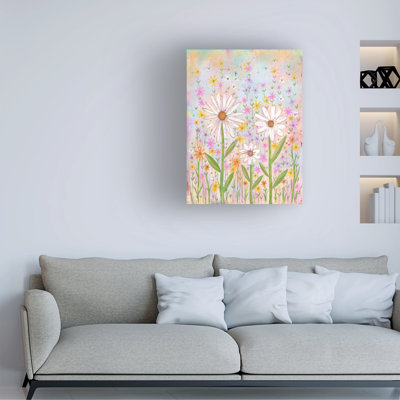 Art sur toile «Prairie de fleurs blanches»