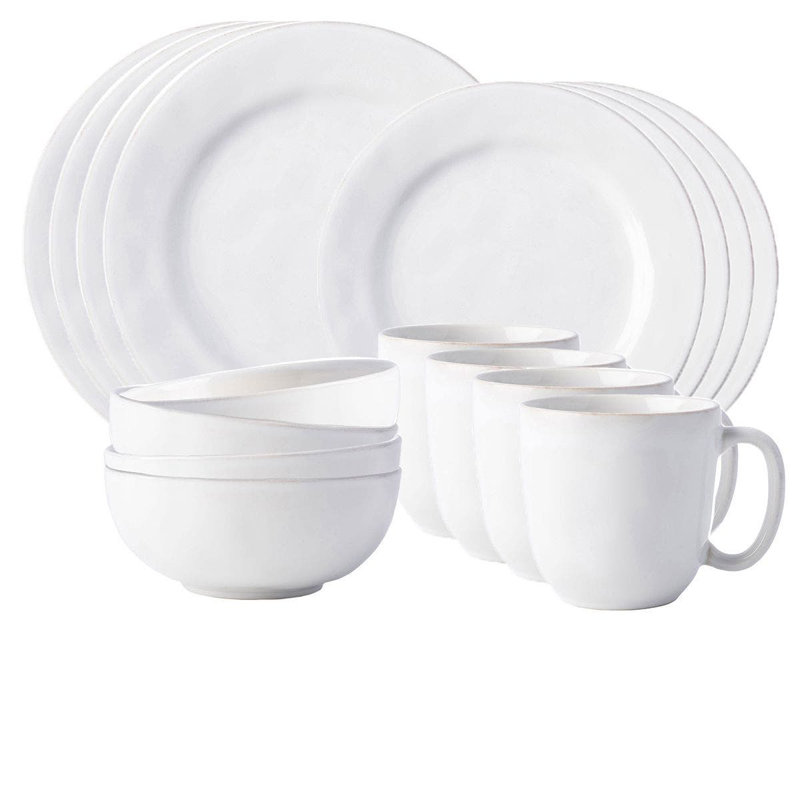White Ceramic 16-Piece Minimalistic Dinnerware Set