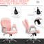 Chaise de bureau rose en molleton avec boutons, hauteur de siège réglable et pivotement à 360 °, coussin de détente rembourré et inclinable, assise confortable