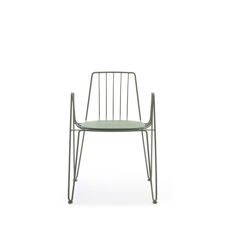Frakston Stacking Patio Dining Armchair with Cushion, Green