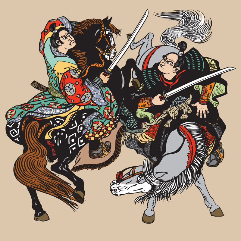 Two Samurai - Wrapped Canvas Print, 76cm H x 76cm W x 3.8cm D
