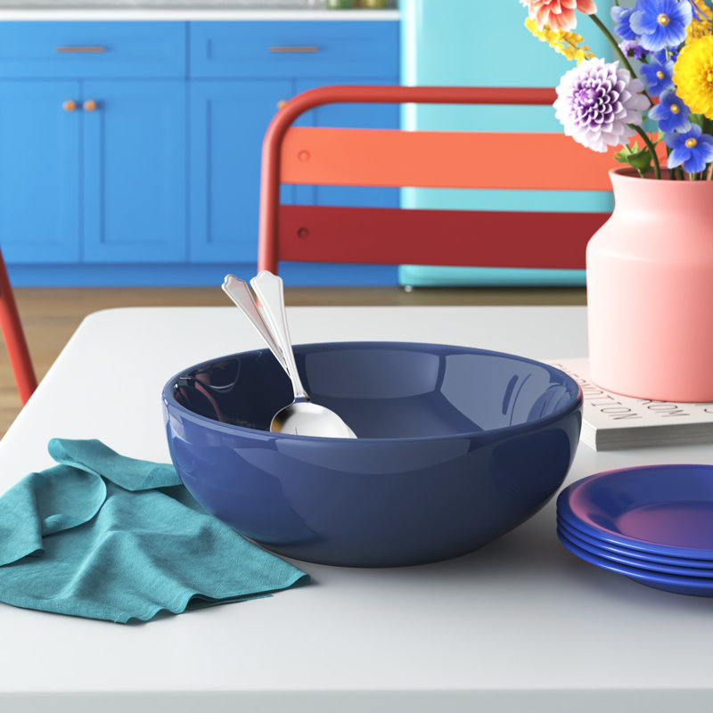 Bol de service Wayfair Basics® Burkeville, Bleu