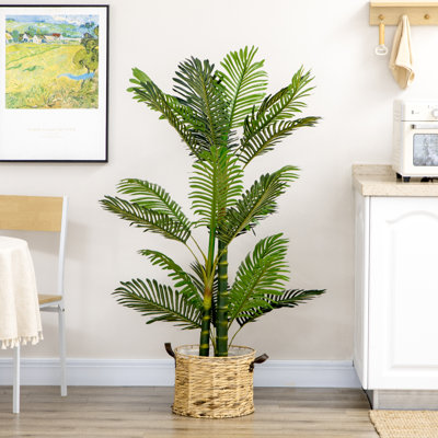 Faux Palm Tree in Cement Pot