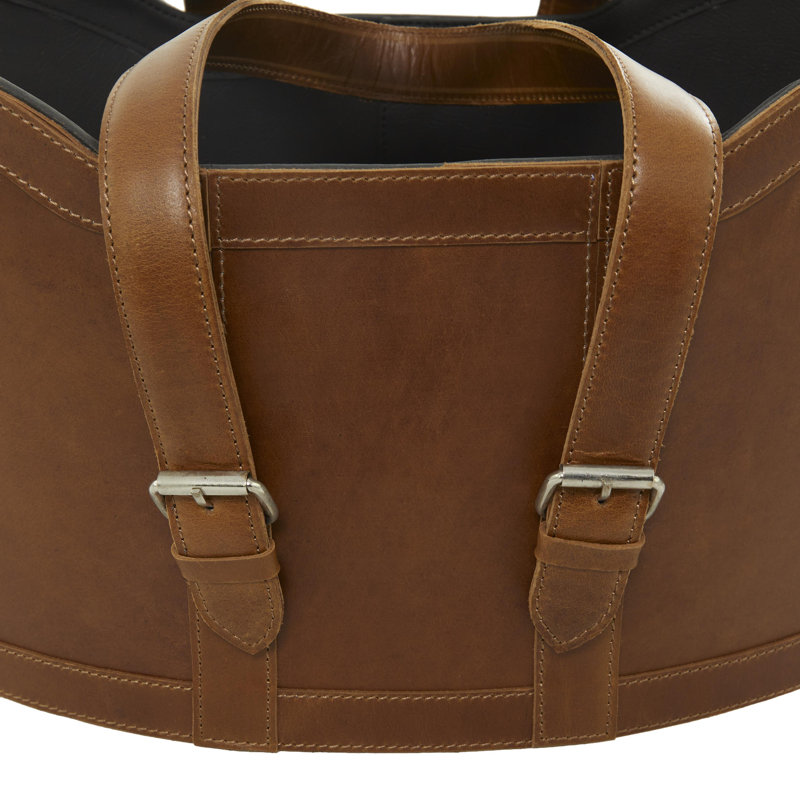 Panier de rangement fonctionnel et fonctionnel en cuir avec poignées, Brun