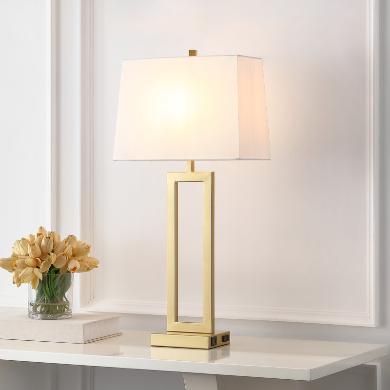 Lampe de table simple 28,5 po, Doré, Blanc