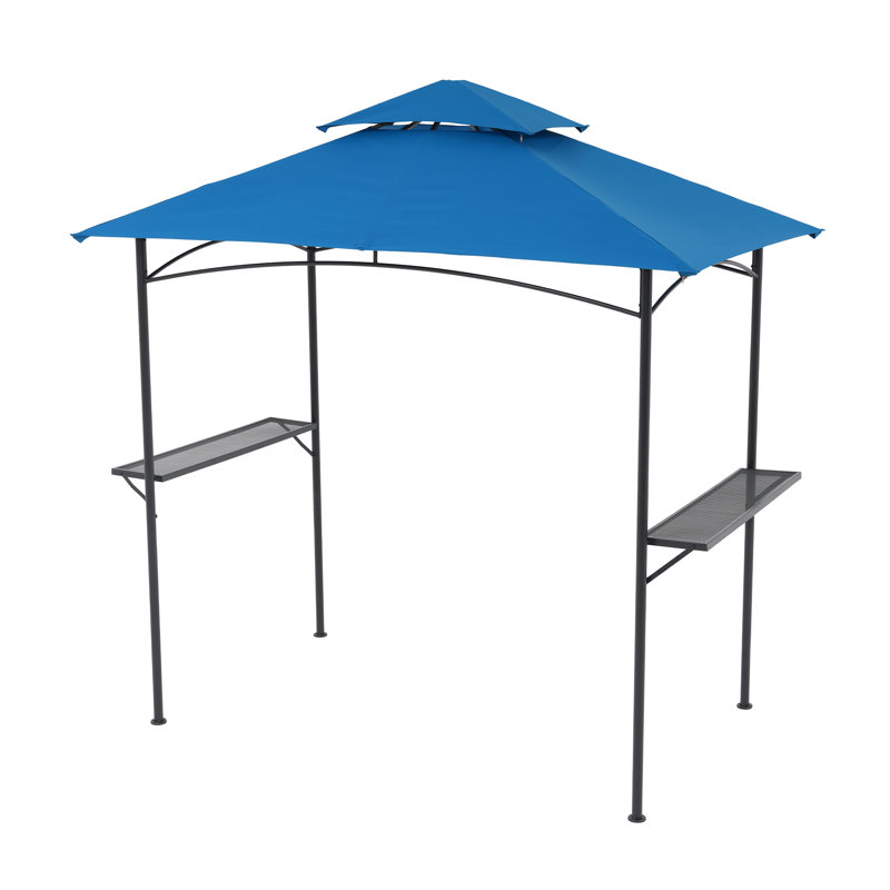 Pavillon de jardin en acier pour barbecue l 8 pi. x P 5 pi., Bleu