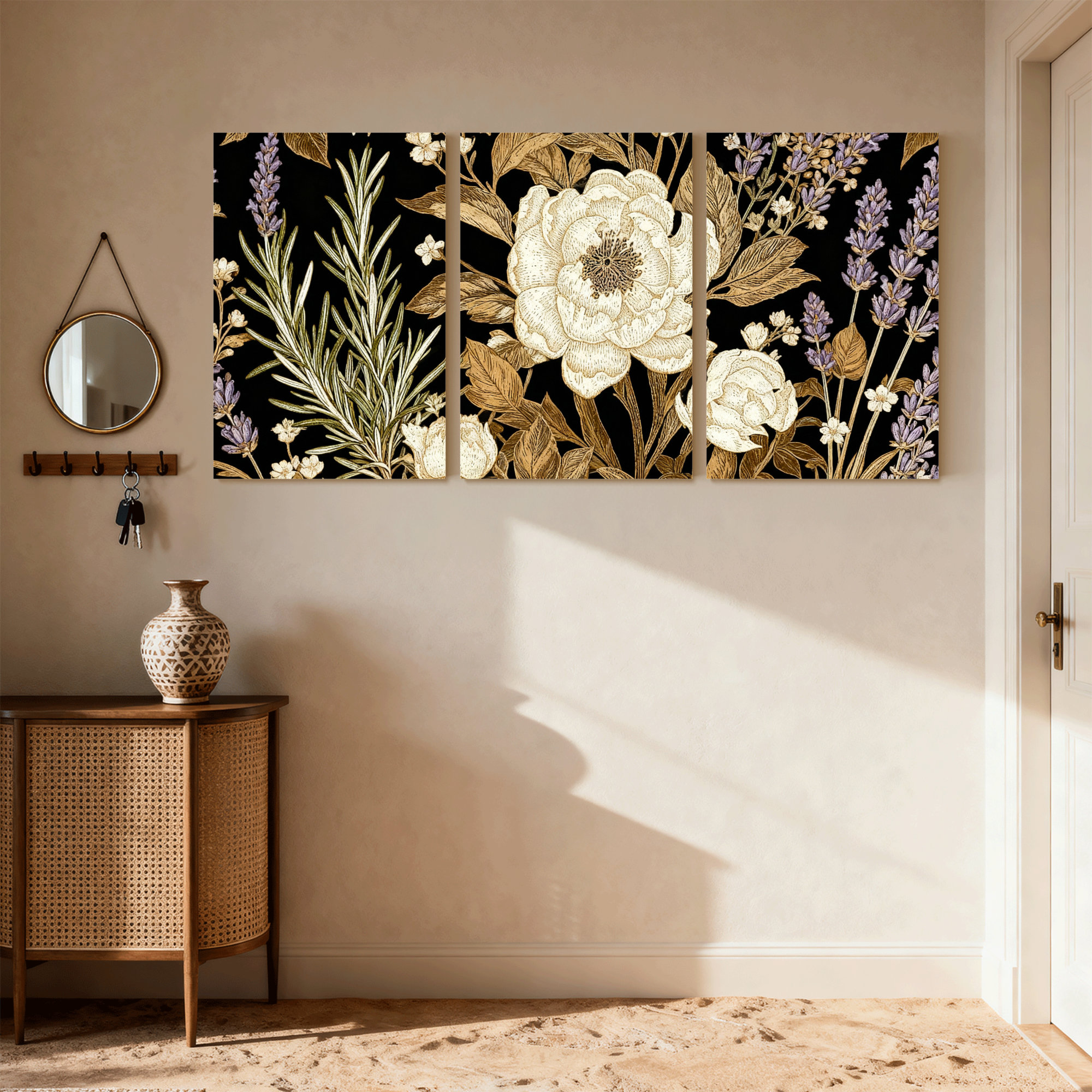 Winston Porter Scenic & Cityscapes Black Background Floral Pattern With ...