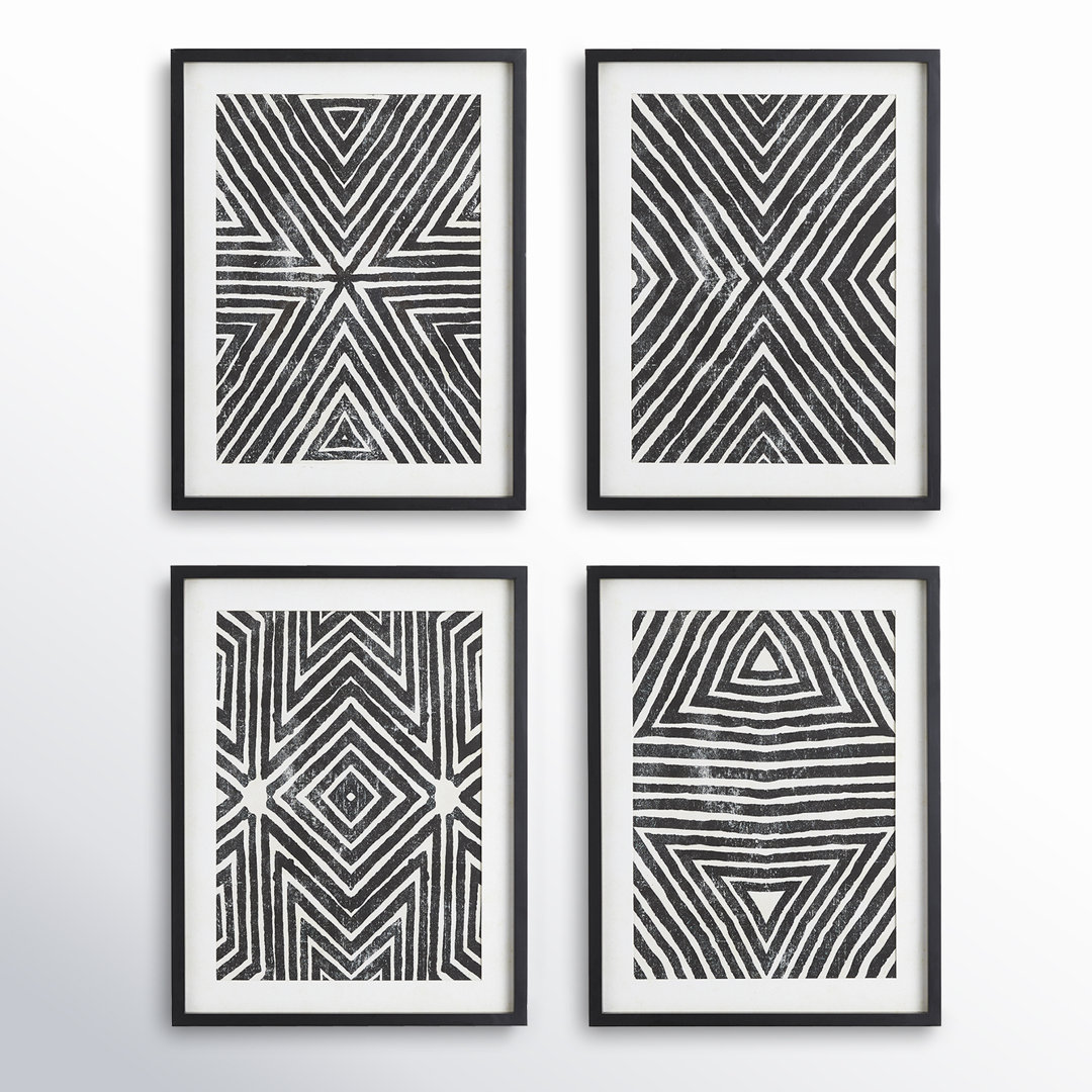 " Achromatic Geometric " 4 - Pieces Joss & Main