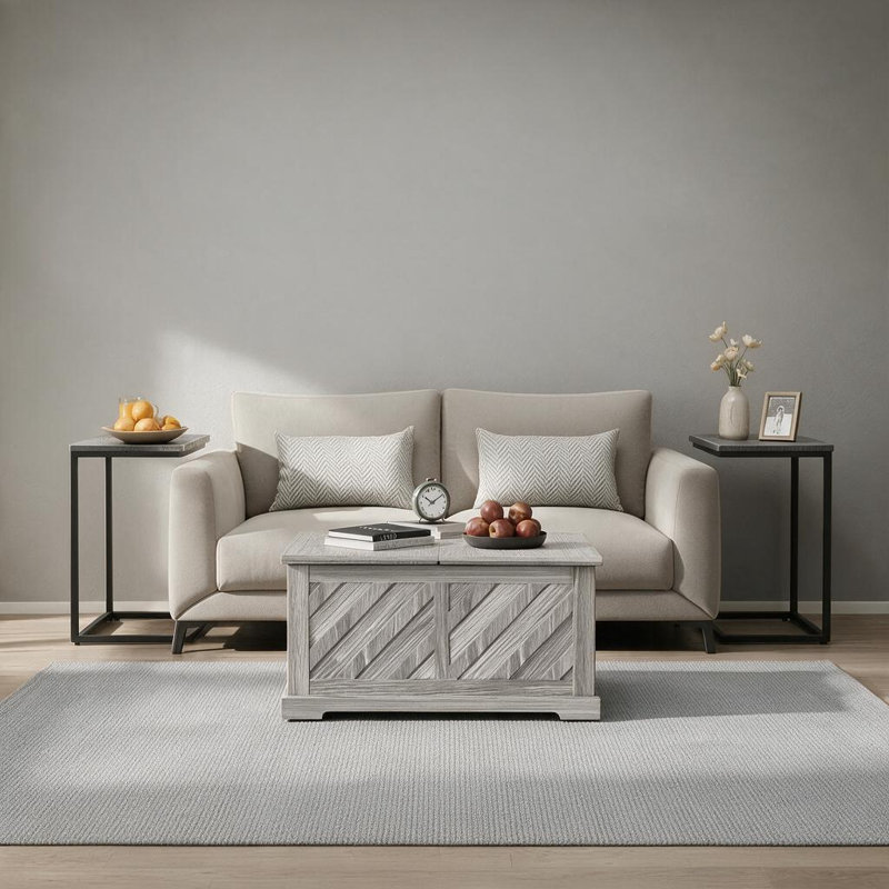 Ensemble de table de salon rustique de style ferme, meuble télé avec foyer et ensemble de 2 tables d'appoint