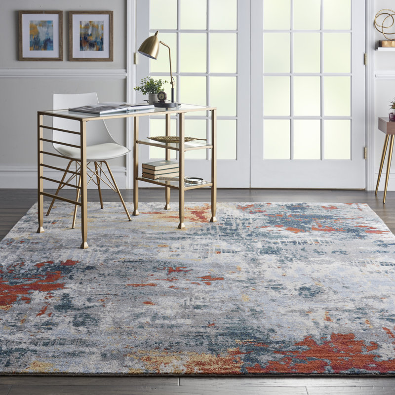 Tapis ardoise moderne artistique Adriana, Rectangle 9 pi 6 po x 12 pi 6 po
