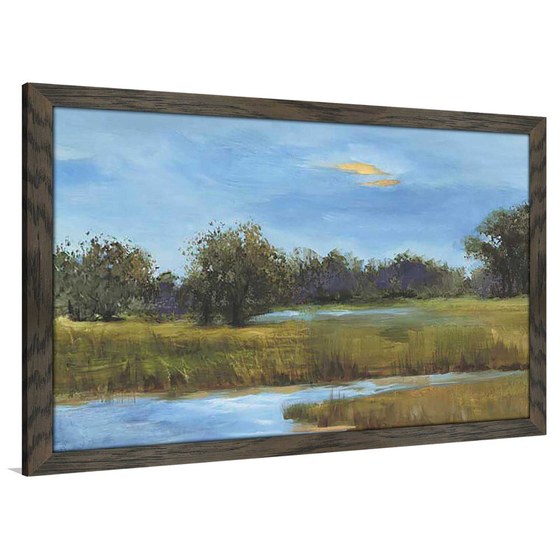 Riverwalk I par Liz Jardine - Peinture, Cadre chocolat patiné, H 21,5 po x l 27,5 po x P 0,75 po