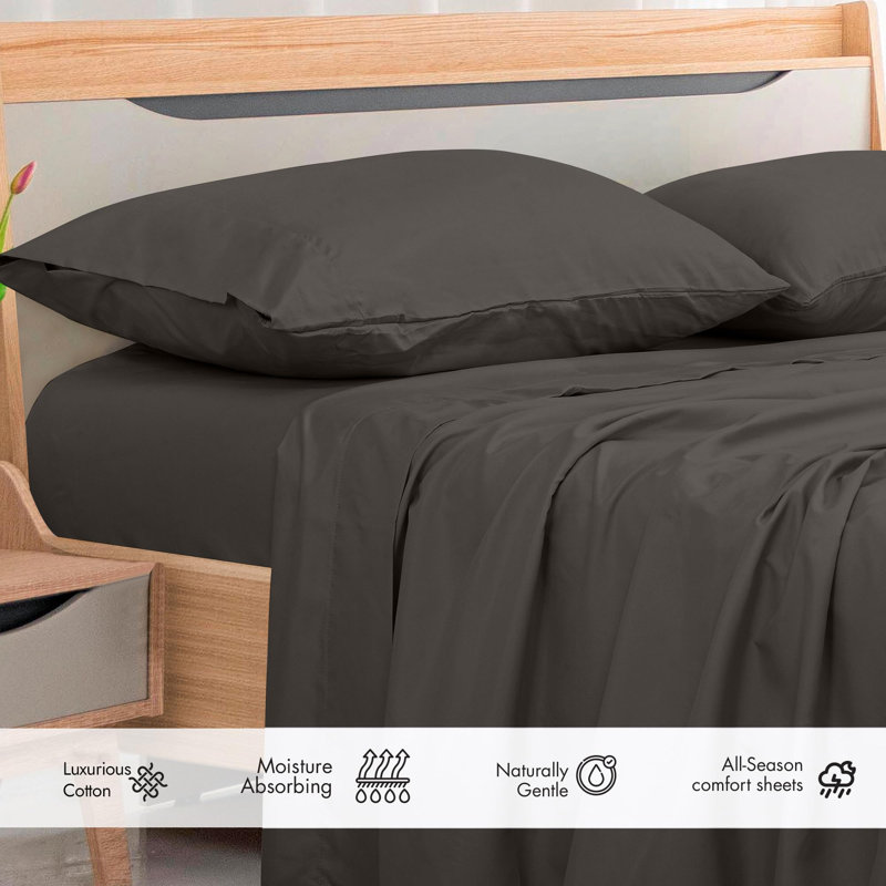 Royale Linens 300 Thread Count 100% Long Staple Combed Cotton Flat Sheet - Super Soft - Top Sheets - Flat Sheet Sold Separately - Breathable, Cool & Crisp Percale Sheets Only