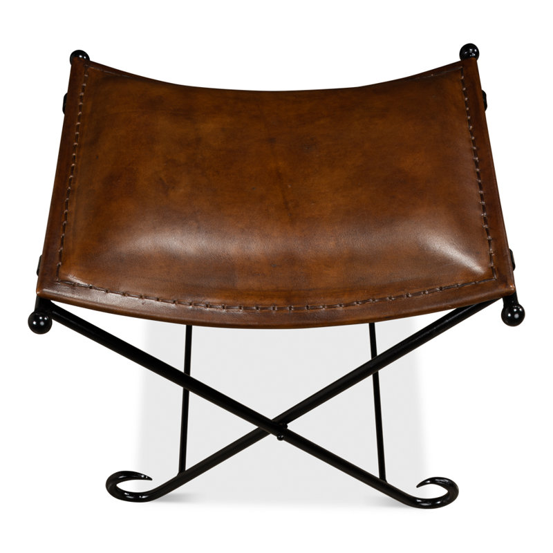 Mozambique Leather Accent Stool