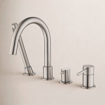 Circular Deck-Mounted Tub Filler with Diverter