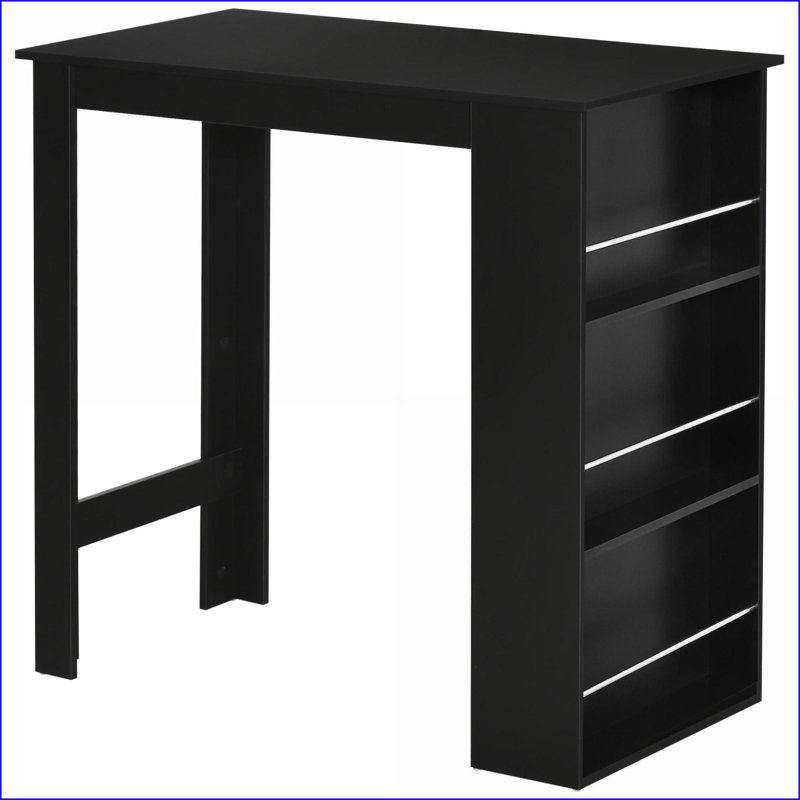 Tables de salle à manger | Table de bar moderne avec rangement à 3 niveaux, petits espaces, cuisine, salle à manger et salon, noir | Panneau de particules