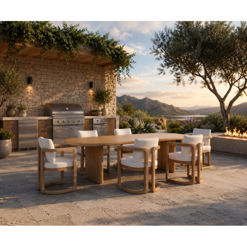 Muse Outdoor Teak Dining Armchair, White