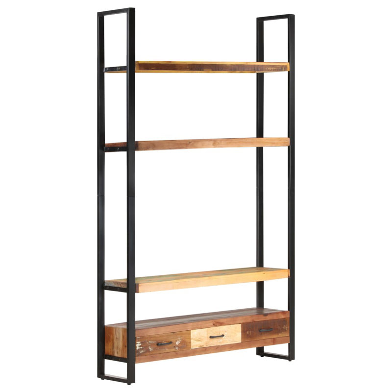 Bookshelf 46.5"x11.8"x78.7" Solid Wood, Walnut/Black